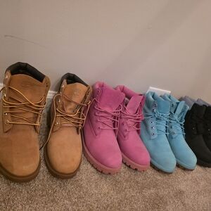 Timberland Lace-Up Boots in Wheat, Pink, Blue, Black Reflective Limited Edition